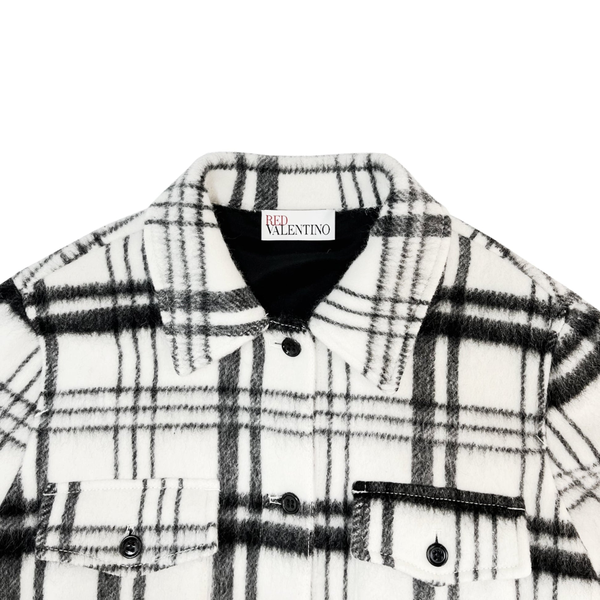Red Valentino Checked Wool Pleated Jacket | Designer code: WR0CID80650 | Luxury Fashion Eshop | Lamode.com.hk
