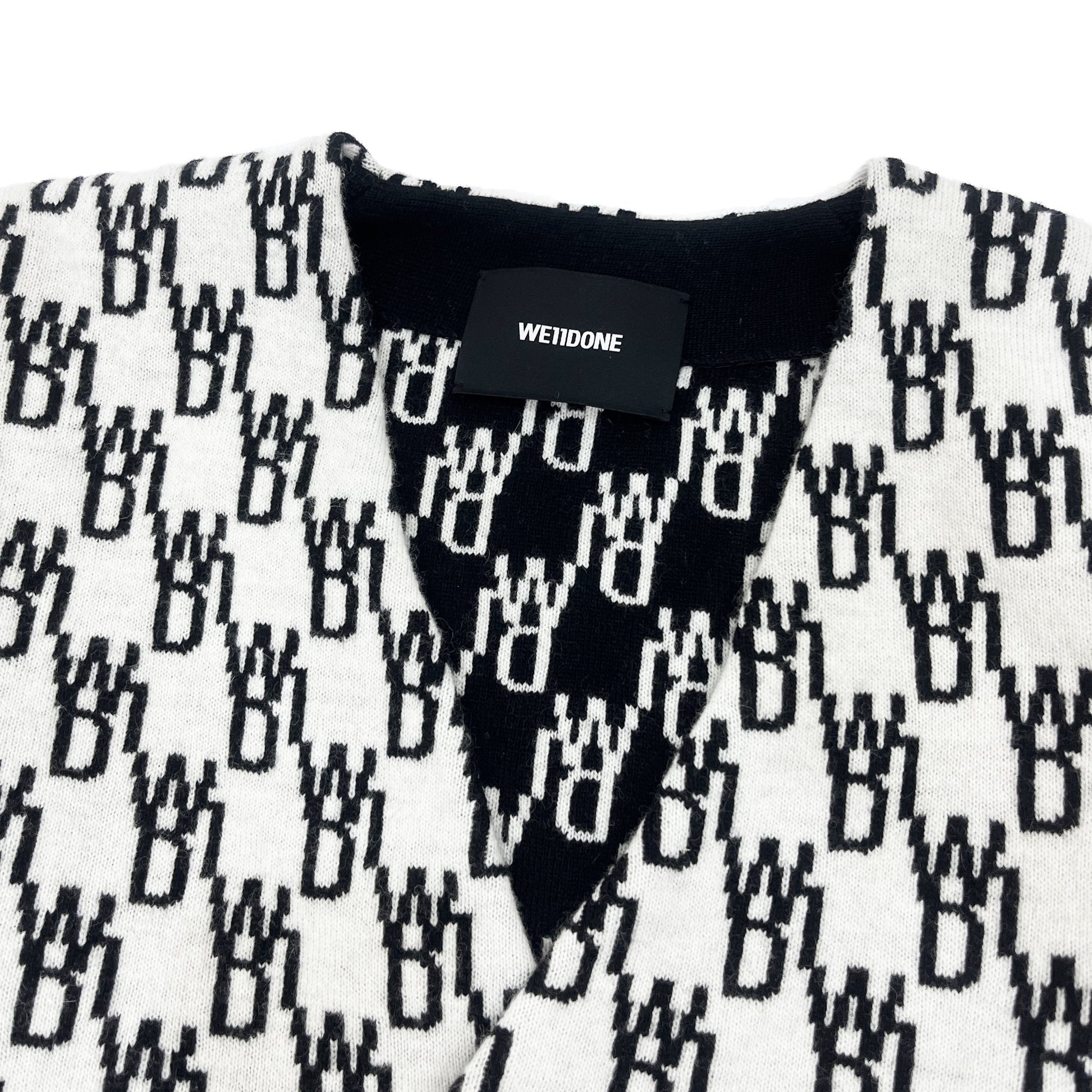We11done Jacquard Logo Cardigan | Designer code: WDKC920184 | Luxury Fashion Eshop | Lamode.com.hk