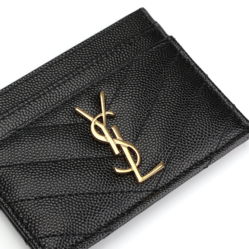 Saint Laurent Monogram Quilted Textured Leather Card Holder | Designer code: 423291BOW01 | Luxury Fashion Eshop | Lamode.com.hk