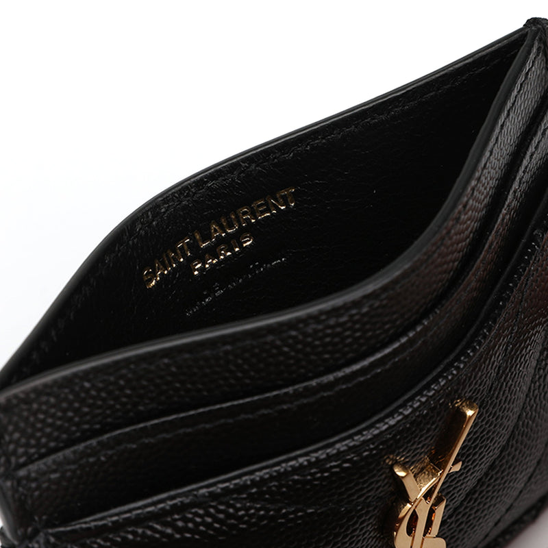 Saint Laurent Monogram Quilted Textured Leather Card Holder | Designer code: 423291BOW01 | Luxury Fashion Eshop | Lamode.com.hk
