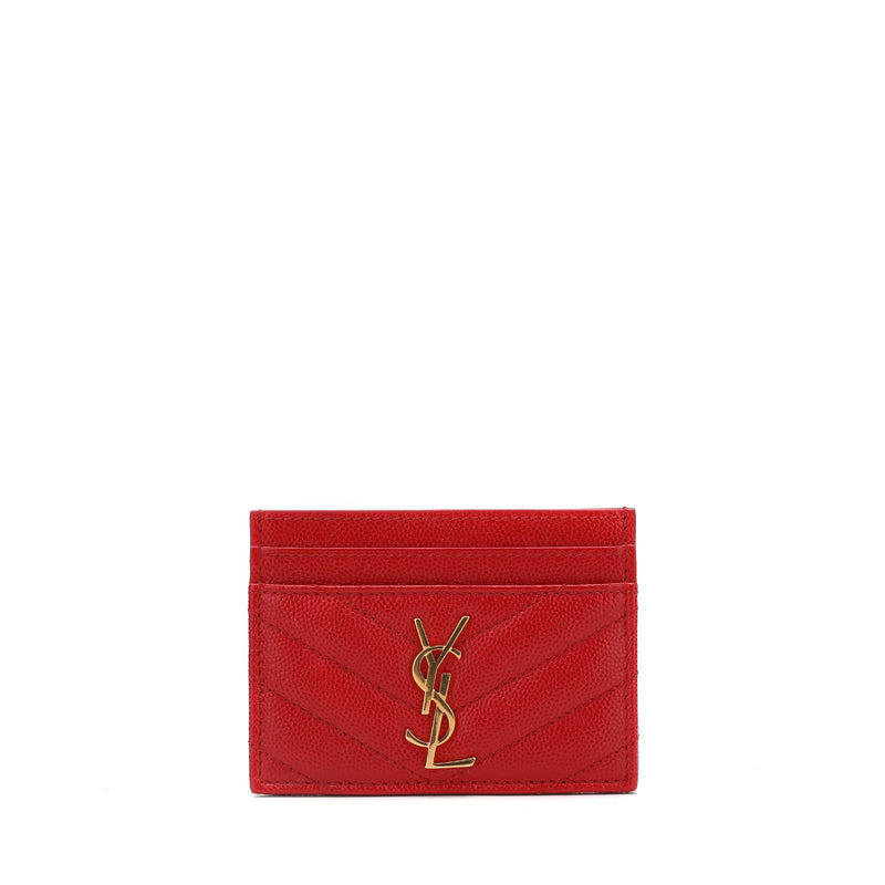 Saint Laurent Monogram Quilted Textured Leather Card Holder | Designer code: 423291BOW01 | Luxury Fashion Eshop | Lamode.com.hk