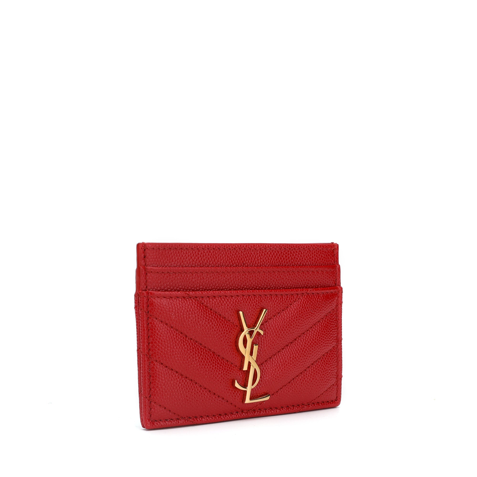 ★Saint Laurent★ Monogram Matelasse Card Holder Red Gold 42 SAINT LAURENT Monogram Matelassé Card Holder Red:Gold | eBay