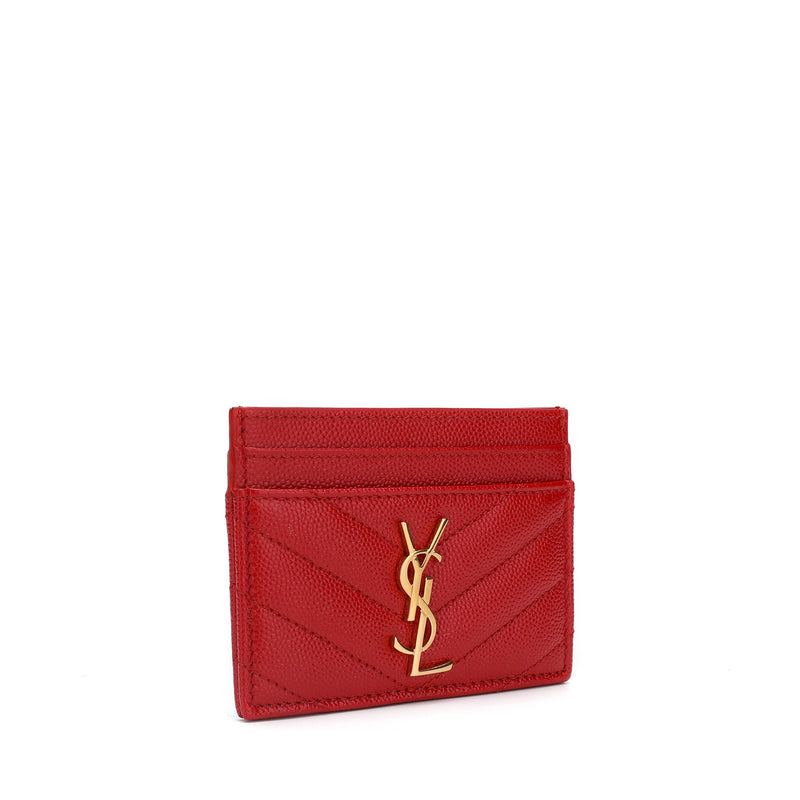 Saint Laurent Monogram Quilted Textured Leather Card Holder | Designer code: 423291BOW01 | Luxury Fashion Eshop | Lamode.com.hk