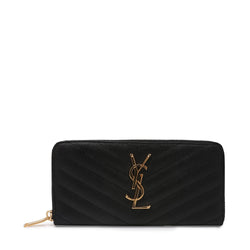 Saint Laurent Monogram Zip Around Wallet In Grain De Poudre Embossed Leather | Designer code: 358094BOW01 | Luxury Fashion Eshop | Lamode.com.hk