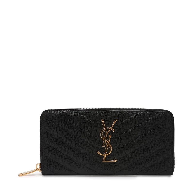 Saint Laurent Monogram Zip Around Wallet In Grain De Poudre Embossed Leather | Designer code: 358094BOW01 | Luxury Fashion Eshop | Lamode.com.hk