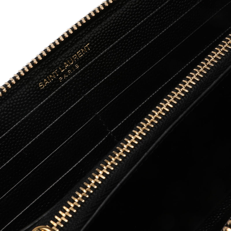 Saint Laurent Monogram Zip Around Wallet In Grain De Poudre Embossed Leather | Designer code: 358094BOW01 | Luxury Fashion Eshop | Lamode.com.hk