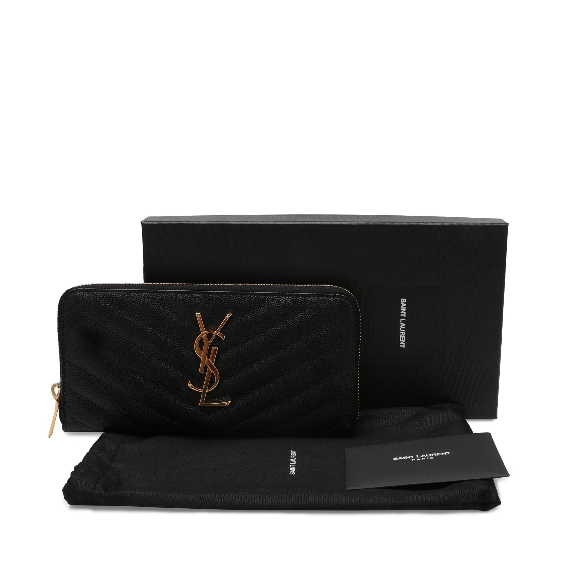 Saint Laurent Monogram Zip Around Wallet In Grain De Poudre Embossed Leather | Designer code: 358094BOW01 | Luxury Fashion Eshop | Lamode.com.hk