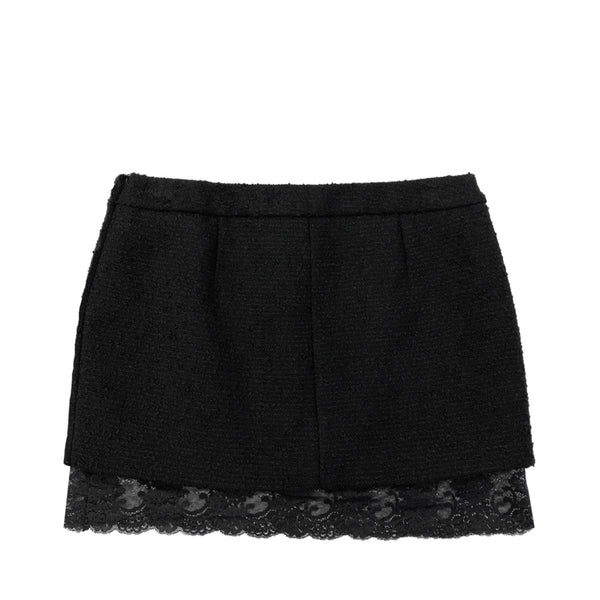 Saint Laurent Lace Trim Boucle Miniskirt | Designer code: 672223Y3C82 | Luxury Fashion Eshop | Lamode.com.hk