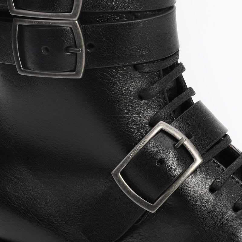 Saint Laurent Kangaroo Embossed Leather Boots | Designer code: 63241700 | Luxury Fashion Eshop | Lamode.com.hk