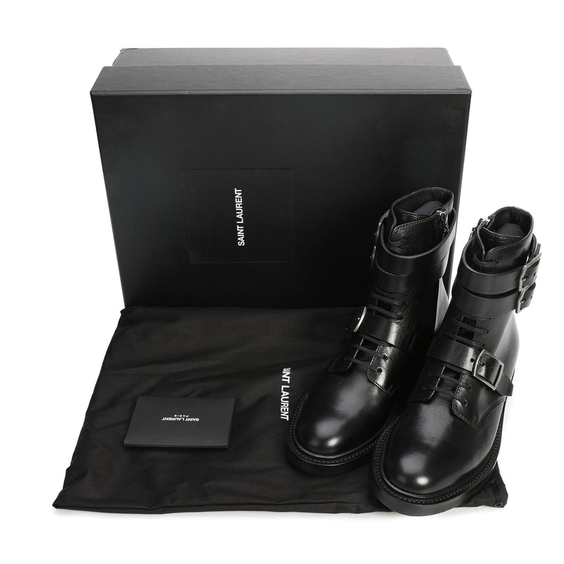 Saint Laurent Kangaroo Embossed Leather Boots | Designer code: 63241700 | Luxury Fashion Eshop | Lamode.com.hk
