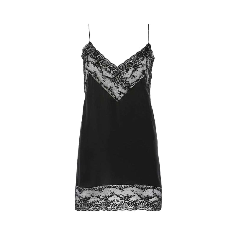 Saint Laurent Lace Trim Silk Slip Dress | Designer code: 649043Y7B20 | Luxury Fashion Eshop | Lamode.com.hk