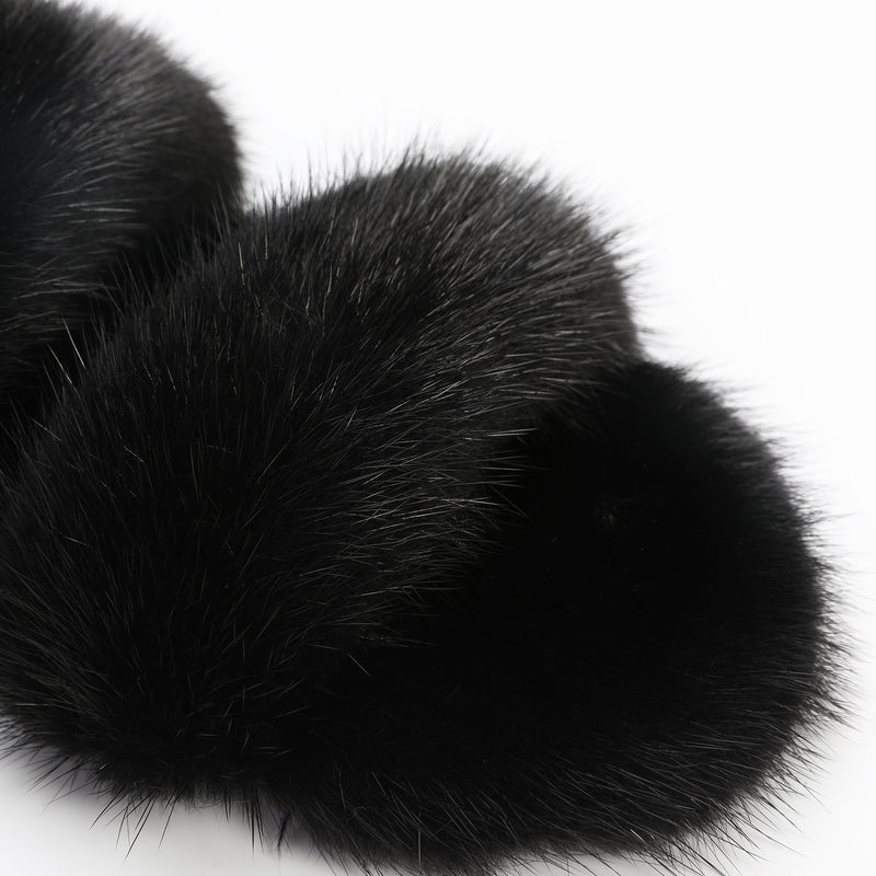 Saint Laurent Fur Sandals | Designer code: 649419E0E00 | Luxury Fashion Eshop | Lamode.com.hk