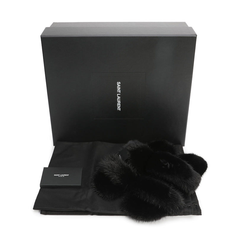 Saint Laurent Fur Sandals | Designer code: 649419E0E00 | Luxury Fashion Eshop | Lamode.com.hk