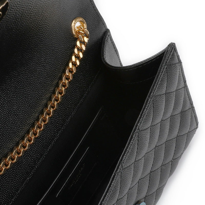 Saint Laurent Logo Plaque Shoulder Bag Quilted Black in Leather with  Gold-tone - US