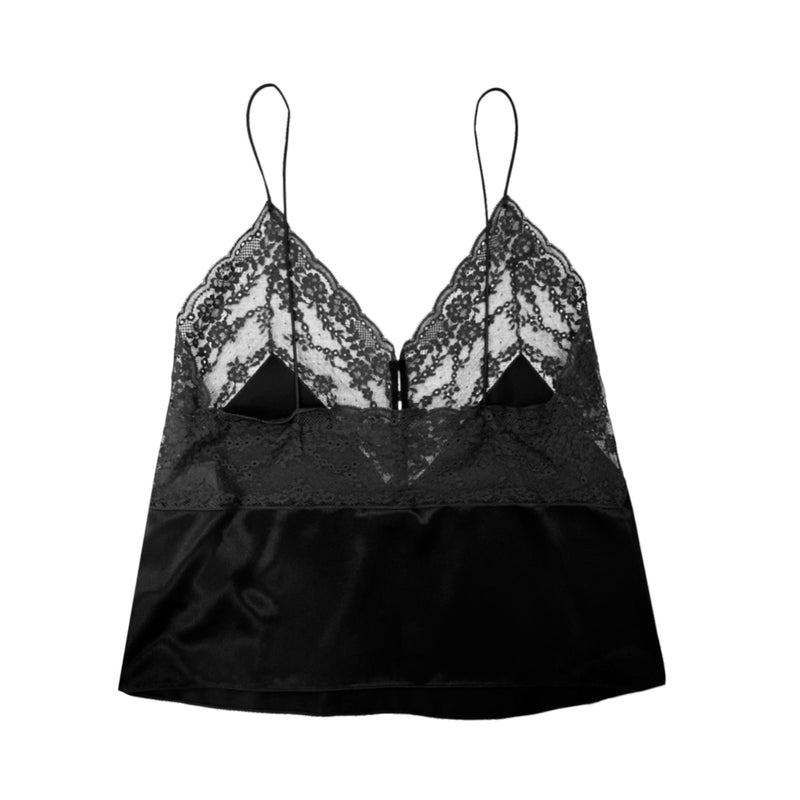 Saint Laurent Lace Panel V-neck Top | Designer code: 648880Y070N | Luxury Fashion Eshop | Lamode.com.hk