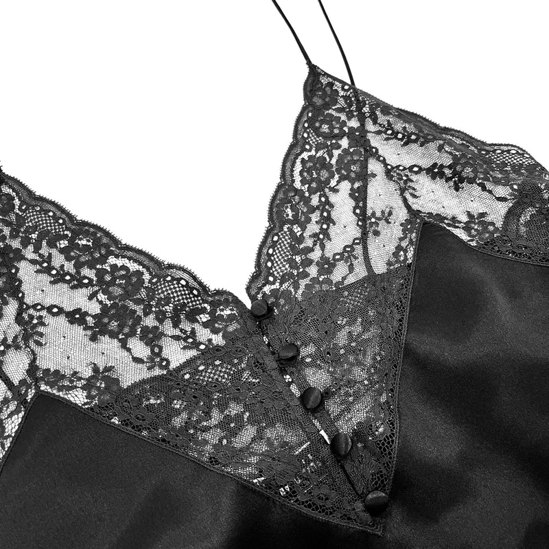 Saint Laurent Lace Panel V-neck Top | Designer code: 648880Y070N | Luxury Fashion Eshop | Lamode.com.hk