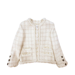 Saint Laurent Woven Cropped Plaited Trim Jacket | Designer code: 645976Y5C78 | Luxury Fashion Eshop | Lamode.com.hk
