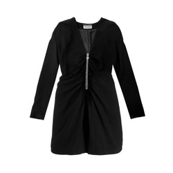 Saint Laurent Ruched Zip Front Silk Playsuit | Designer code: 690776Y012W | Luxury Fashion Eshop | Lamode.com.hk