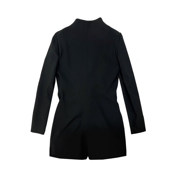 Saint Laurent Ruched Zip Front Silk Playsuit | Designer code: 690776Y012W | Luxury Fashion Eshop | Lamode.com.hk