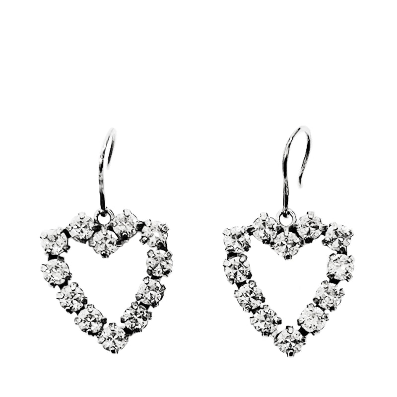 Saint Laurent Crystal Embellished Heart Earrings | Designer code: 683265Y1526 | Luxury Fashion Eshop | Lamode.com.hk