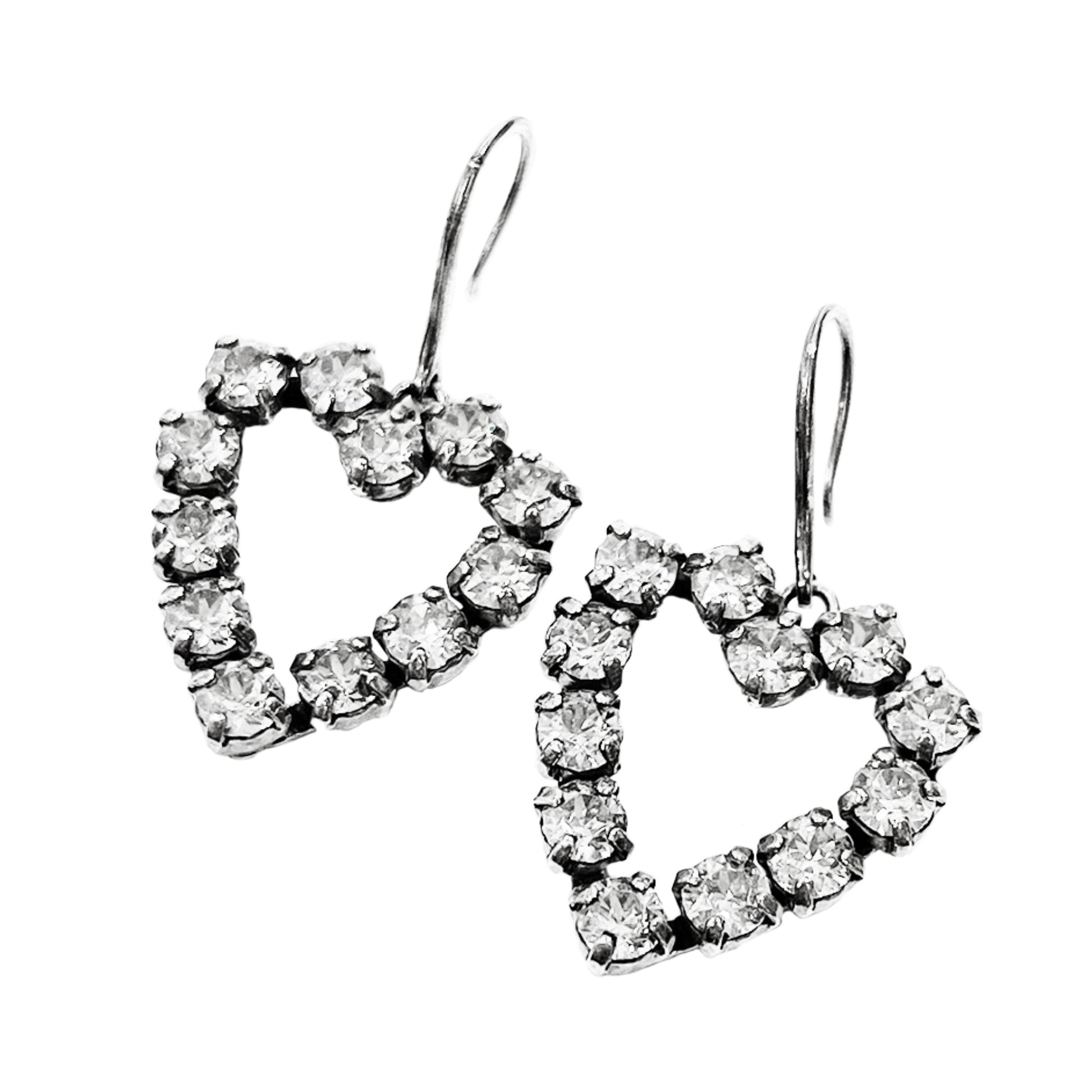 Saint Laurent Crystal Embellished Heart Earrings | Designer code: 683265Y1526 | Luxury Fashion Eshop | Lamode.com.hk
