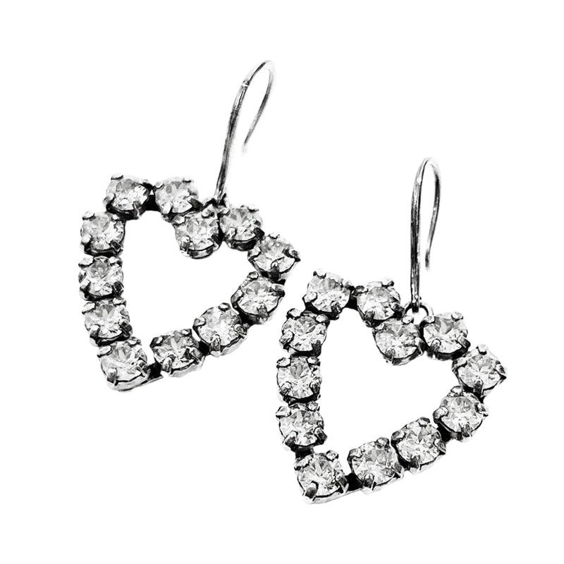 Saint Laurent Crystal Embellished Heart Earrings | Designer code: 683265Y1526 | Luxury Fashion Eshop | Lamode.com.hk