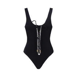 Saint Laurent Saharienne Lace Up Swimsuit | Designer code: 687606Y36TD | Luxury Fashion Eshop | Lamode.com.hk