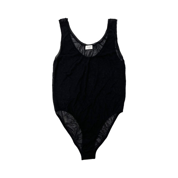 Saint Laurent Sheer Knit Sleeveless Bodysuit | Designer code: 700939Y75LI | Luxury Fashion Eshop | Lamode.com.hk