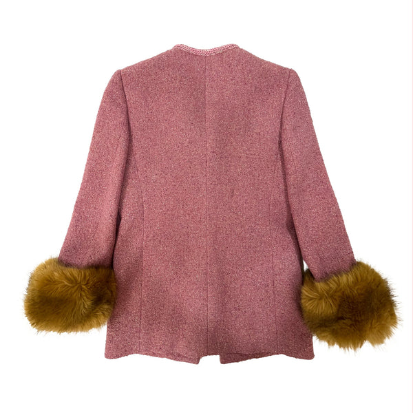 Saint Laurent Faux Fur Detail Fitted Jacket | Designer code: 671538Y7D23 | Luxury Fashion Eshop | Lamode.com.hk