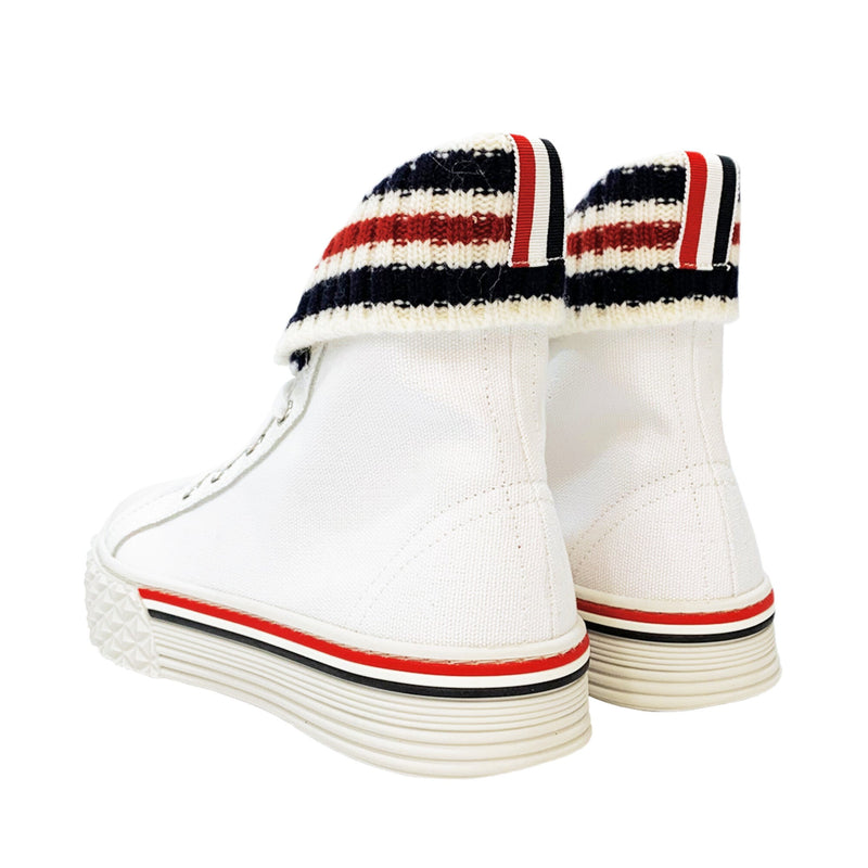Thom Browne Canvas Knit Cuff Collegiate High Top | Designer code: FFD118A01588 | Luxury Fashion Eshop | Lamode.com.hk