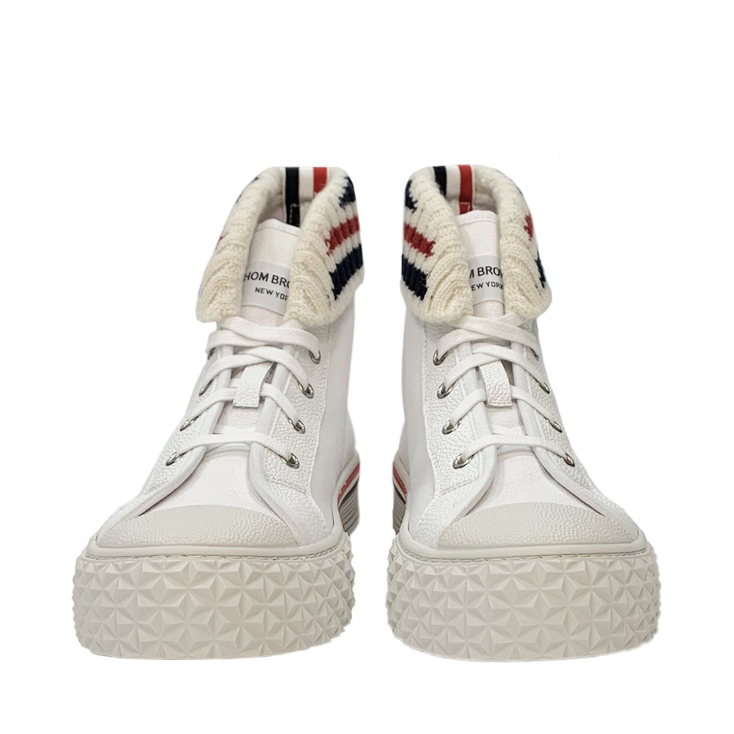 Thom Browne Canvas Knit Cuff Collegiate High Top | Designer code: FFD118A01588 | Luxury Fashion Eshop | Lamode.com.hk
