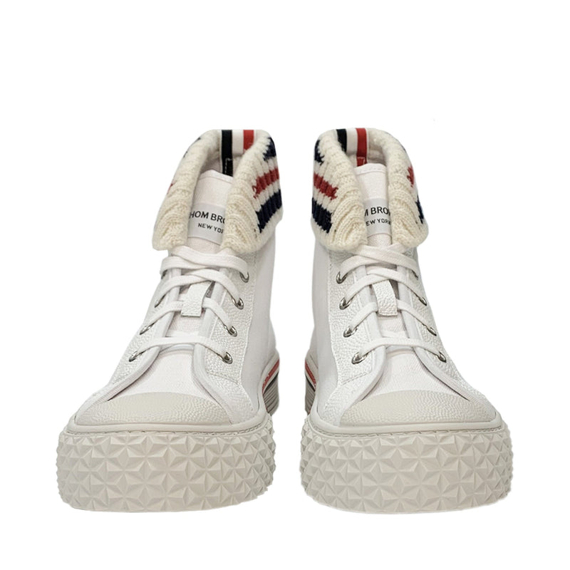 Thom Browne Canvas Knit Cuff Collegiate High Top | Designer code: FFD118A01588 | Luxury Fashion Eshop | Lamode.com.hk